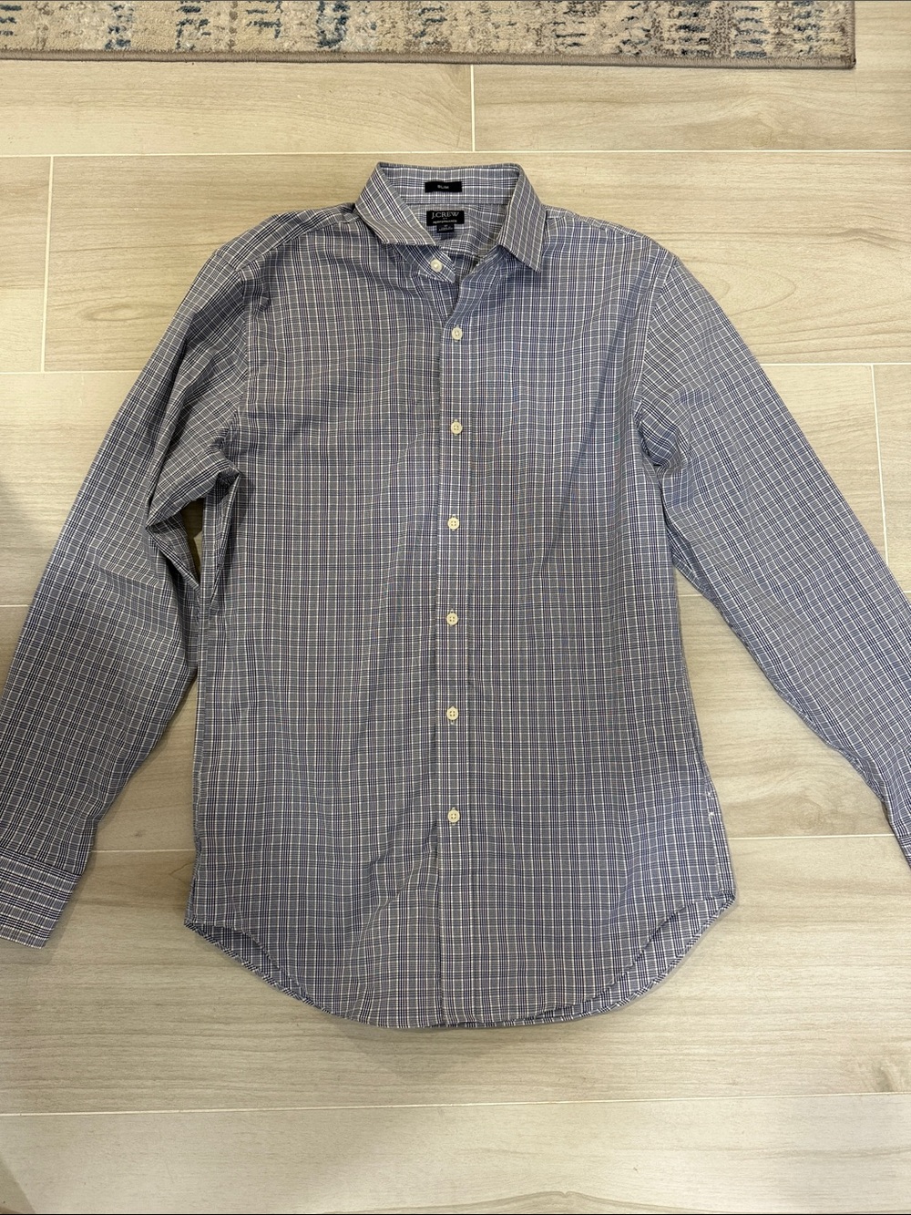 J. Crew Blue Checked Long-Sleeve Dress Shirt